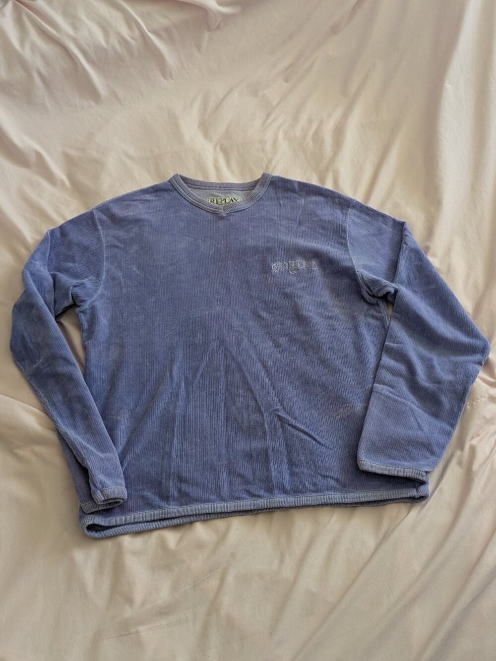 Replay Blue Corduroy Ribbed Pullover Sweater M